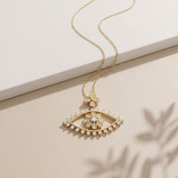 2.30CTW Round Cut Evil Eye Floral Lab Grown Diamond Pendant Necklace Gold