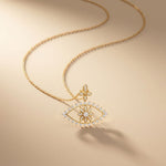 2.30CTW Round Cut Evil Eye Floral Lab Grown Diamond Pendant Necklace Gold