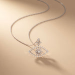 2.30CTW Round Cut Evil Eye Floral Lab Grown Diamond Pendant Necklace White