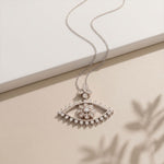 2.30CTW Round Cut Evil Eye Floral Lab Grown Diamond Pendant Necklace White