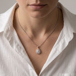 1.95CTW Pear Cut Lab Grown Diamond Halo Pendant Necklace White