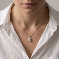 1.95CTW Pear Cut Lab Grown Diamond Halo Pendant Necklace White