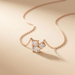 1.50CTW Mixed Cut Lab Grown Diamond Three Stone Cluster Pendant Necklace Rose Gold