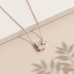 1.50CTW Mixed Cut Lab Grown Diamond Three Stone Cluster Pendant Necklace Rose Gold