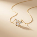 1.50CTW Mixed Cut Lab Grown Diamond Three Stone Cluster Pendant Necklace Gold
