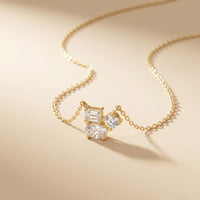 1.50CTW Mixed Cut Lab Grown Diamond Three Stone Cluster Pendant Necklace Gold