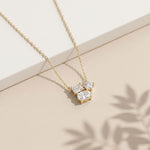 1.50CTW Mixed Cut Lab Grown Diamond Three Stone Cluster Pendant Necklace Gold