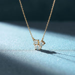 1.50CTW Mixed Cut Lab Grown Diamond Three Stone Cluster Pendant Necklace Gold