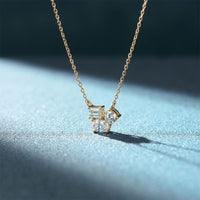 1.50CTW Mixed Cut Lab Grown Diamond Three Stone Cluster Pendant Necklace Gold