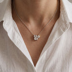 1.50CTW Mixed Cut Lab Grown Diamond Three Stone Cluster Pendant Necklace White