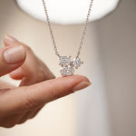 1.50CTW Mixed Cut Lab Grown Diamond Three Stone Cluster Pendant Necklace White