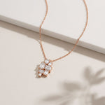 3.85CTW Emerald Cut Lab Grown Diamond Geometric Cluster Pendant Necklace Rose Gold