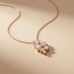 3.85CTW Emerald Cut Lab Grown Diamond Geometric Cluster Pendant Necklace Rose Gold