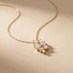 3.85CTW Emerald Cut Lab Grown Diamond Geometric Cluster Pendant Necklace Gold
