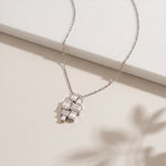 3.85CTW Emerald Cut Lab Grown Diamond Geometric Cluster Pendant Necklace White