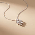 3.85CTW Emerald Cut Lab Grown Diamond Geometric Cluster Pendant Necklace White