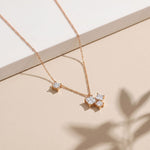2.55CTW Princess Cut Lab Grown Diamond Three Stone Cluster Pendant Necklace Rose Gold