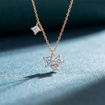 2.55CTW Princess Cut Lab Grown Diamond Three Stone Cluster Pendant Necklace Rose Gold