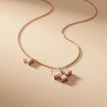 2.55CTW Princess Cut Lab Grown Diamond Three Stone Cluster Pendant Necklace Rose Gold