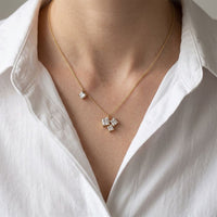 2.55CTW Princess Cut Lab Grown Diamond Three Stone Cluster Pendant Necklace Gold