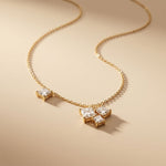 2.55CTW Princess Cut Lab Grown Diamond Three Stone Cluster Pendant Necklace Gold