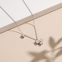 2.55CTW Princess Cut Lab Grown Diamond Three Stone Cluster Pendant Necklace White