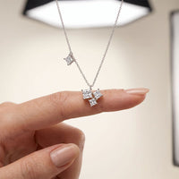 2.55CTW Princess Cut Lab Grown Diamond Three Stone Cluster Pendant Necklace White