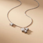 2.55CTW Princess Cut Lab Grown Diamond Three Stone Cluster Pendant Necklace White