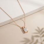 2.15CTW Radiant Cut Lab Grown Diamond Solitaire Pendant Necklace Rose Gold