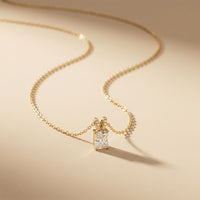 2.15CTW Radiant Cut Lab Grown Diamond Solitaire Pendant Necklace Gold