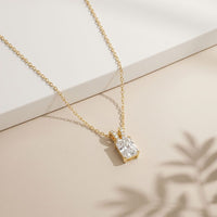 2.15CTW Radiant Cut Lab Grown Diamond Solitaire Pendant Necklace Gold