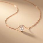 0.85CTW Pear Cut Lab Grown Diamond Halo Pendant Necklace Rose Gold