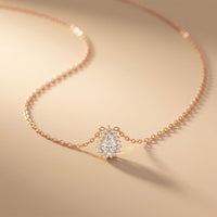 0.85CTW Pear Cut Lab Grown Diamond Halo Pendant Necklace Rose Gold