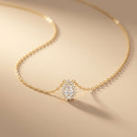 0.85CTW Pear Cut Lab Grown Diamond Halo Pendant Necklace Gold