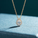 0.85CTW Pear Cut Lab Grown Diamond Halo Pendant Necklace Gold