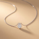 0.85CTW Pear Cut Lab Grown Diamond Halo Pendant Necklace White