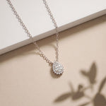 0.85CTW Pear Cut Lab Grown Diamond Halo Pendant Necklace White