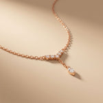 0.30CTW Round & Marquise Cut Lab Grown Diamond Drop Pendant Necklace Rose Gold