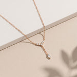 0.30CTW Round & Marquise Cut Lab Grown Diamond Drop Pendant Necklace Rose Gold
