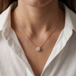 1CTW Round Cut Lab Grown Diamond Solitaire Pendant Necklace Rose Gold