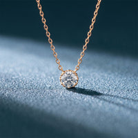 1CTW Round Cut Lab Grown Diamond Solitaire Pendant Necklace Rose Gold