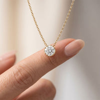 1CTW Round Cut Lab Grown Diamond Solitaire Pendant Necklace Gold
