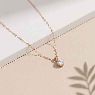 1CTW Round Cut Lab Grown Diamond Solitaire Pendant Necklace For Women
