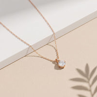 1CTW Round Cut Lab Grown Diamond Solitaire Pendant Necklace For Women Rose Gold