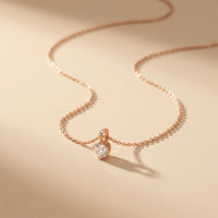 1CTW Round Cut Lab Grown Diamond Solitaire Pendant Necklace For Women Rose Gold