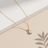 1CTW Round Cut Lab Grown Diamond Solitaire Pendant Necklace For Women Gold