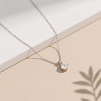 1CTW Round Cut Lab Grown Diamond Solitaire Pendant Necklace For Women White
