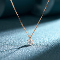 1CTW Round Cut Lab Grown Minimalist Diamond Solitaire Pendant Necklace Rose Gold