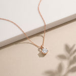 1CTW Round Cut Lab Grown Minimalist Diamond Solitaire Pendant Necklace Rose Gold
