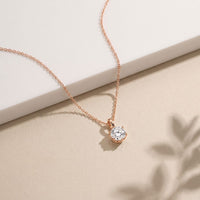 1CTW Round Cut Lab Grown Minimalist Diamond Solitaire Pendant Necklace Rose Gold